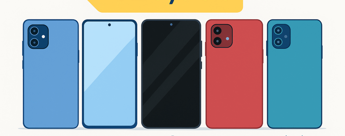 Best smartphones under 20000 in India 2025 illustration with mobile icons