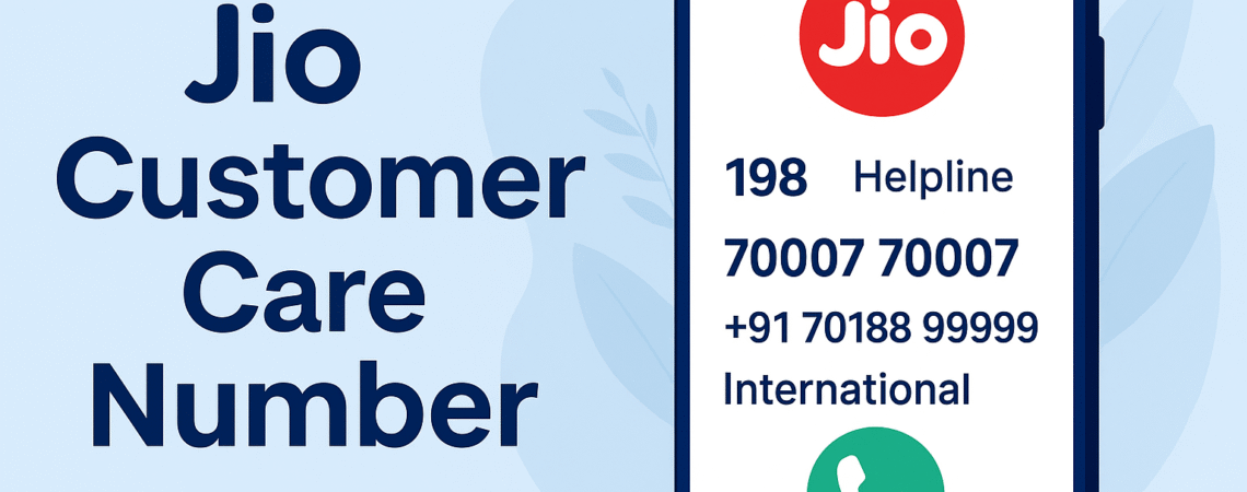 Jio customer care helpline numbers displayed on a phone