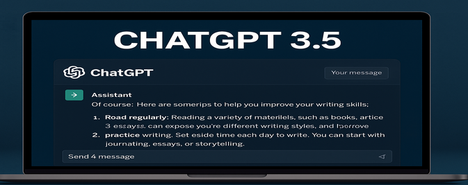 ChatGPT 3.5 interface screenshot with AI assistant features